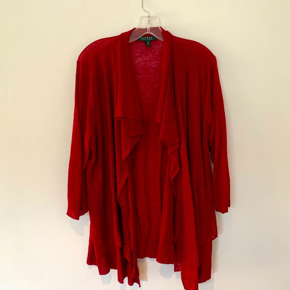 Ralph Lauren Red Knit Shawl- Plus Size